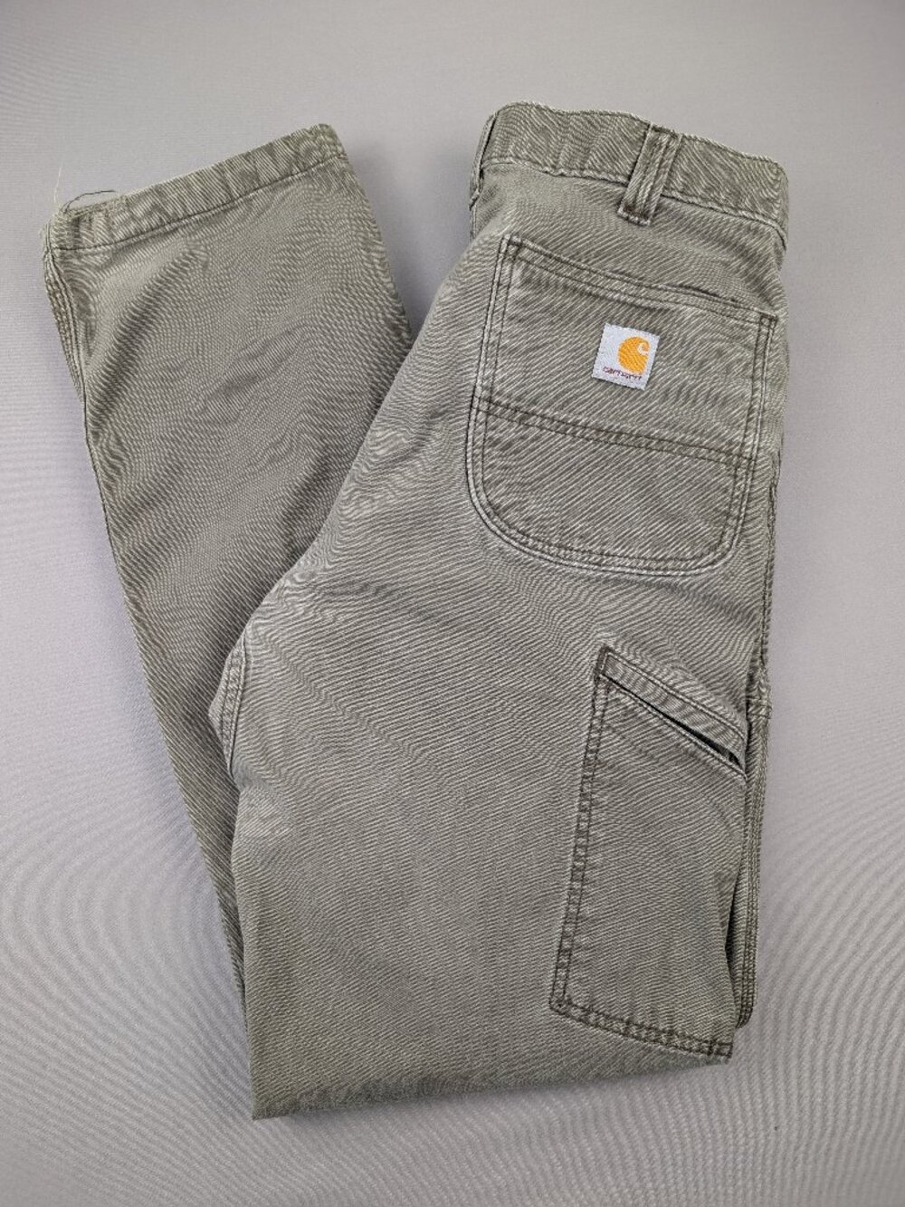Carhartt Relaxed Fit Double Knee Canvas Work Pants 34x34 Faded Sage Olive GUC